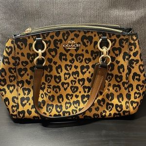 Cheetah heart Coach bag, great condition